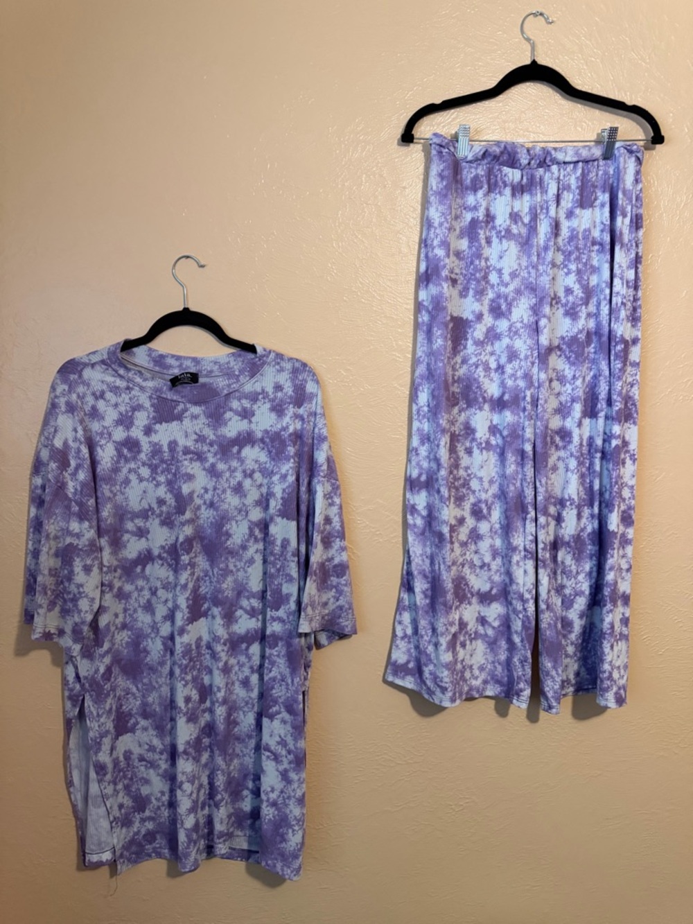 Dressed in Lala Lilac Tie-Dye Lounge Set - Top & Wide Leg Pants
